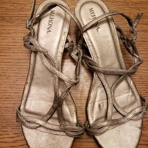 Pewter small wedge sandals